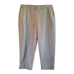 Eddie Bauer Womens Cotton Cropped Pants Capris Plus Size 18 Petite Aqua Gray